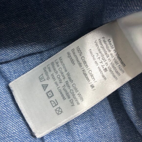 J Crew Shirt Womens 18 Blue Denim Pearl Snap Chambray Top Western Short Sleeve - Picture 6 of 9